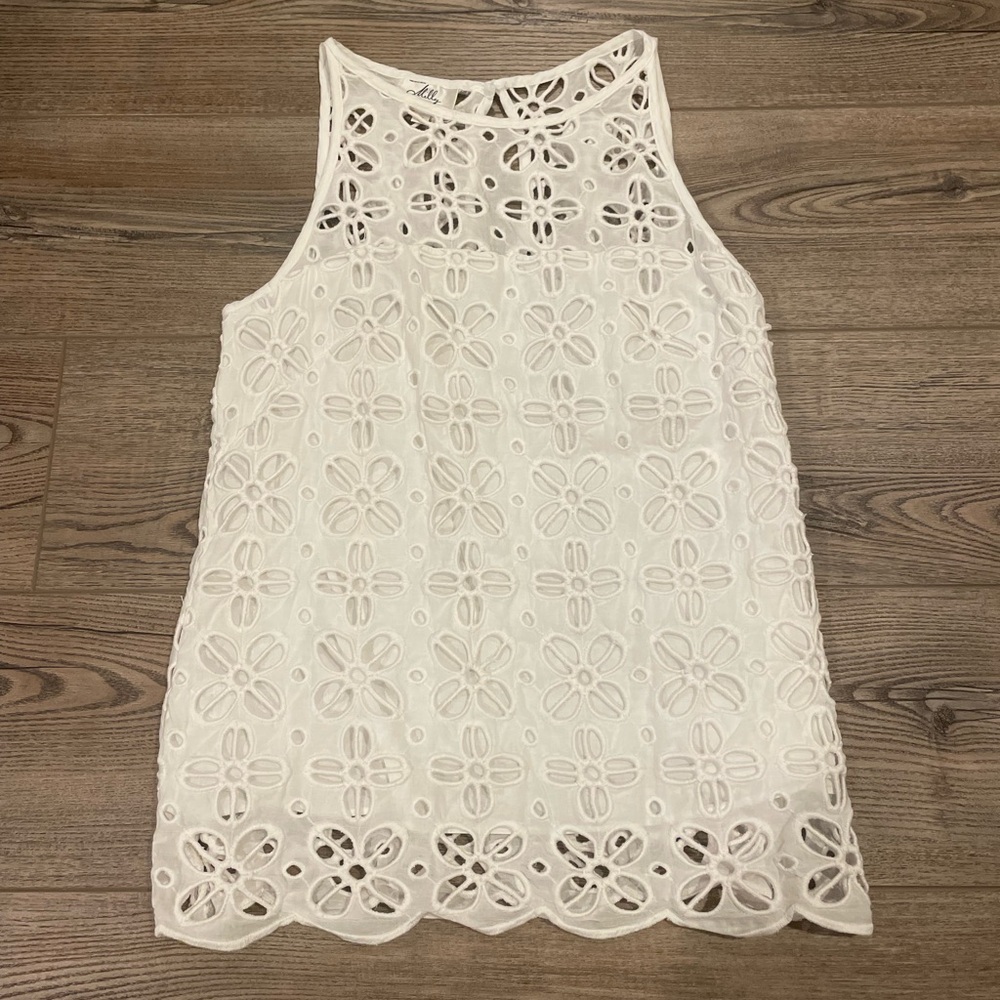 Milly White Eyelet Sleeveless Blouse